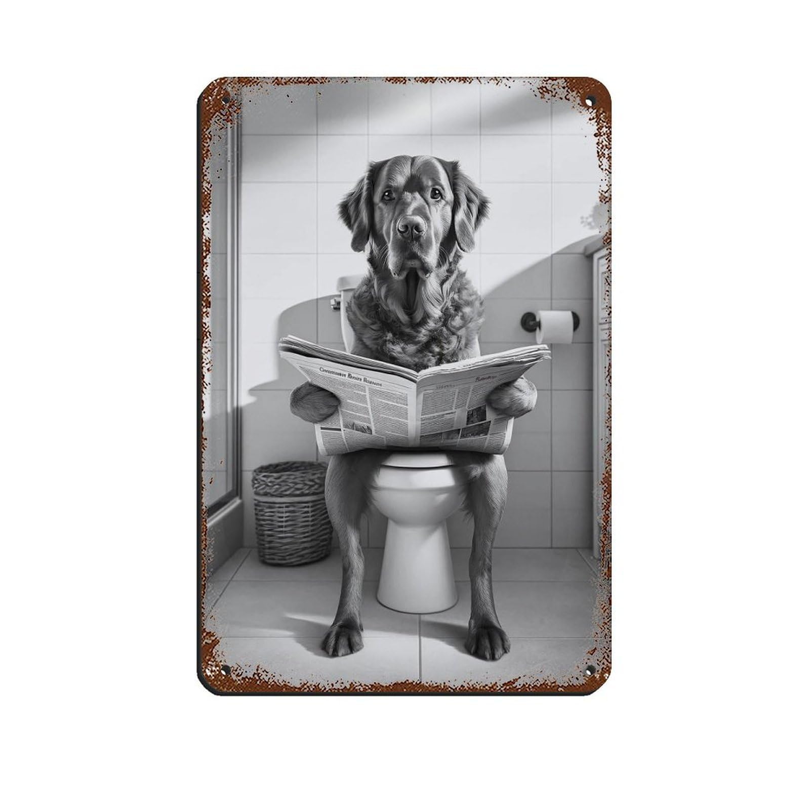 Lxwnze 20L X 30W Cm Chesapeake Bay Retriever, Bathroomartposter Retro Poster Metal Tin Sign Chic Art Retro Iron Painting Bar People Cave Cafe Family Garage Poster Wall Decoration 8X12inch(20X30cm)