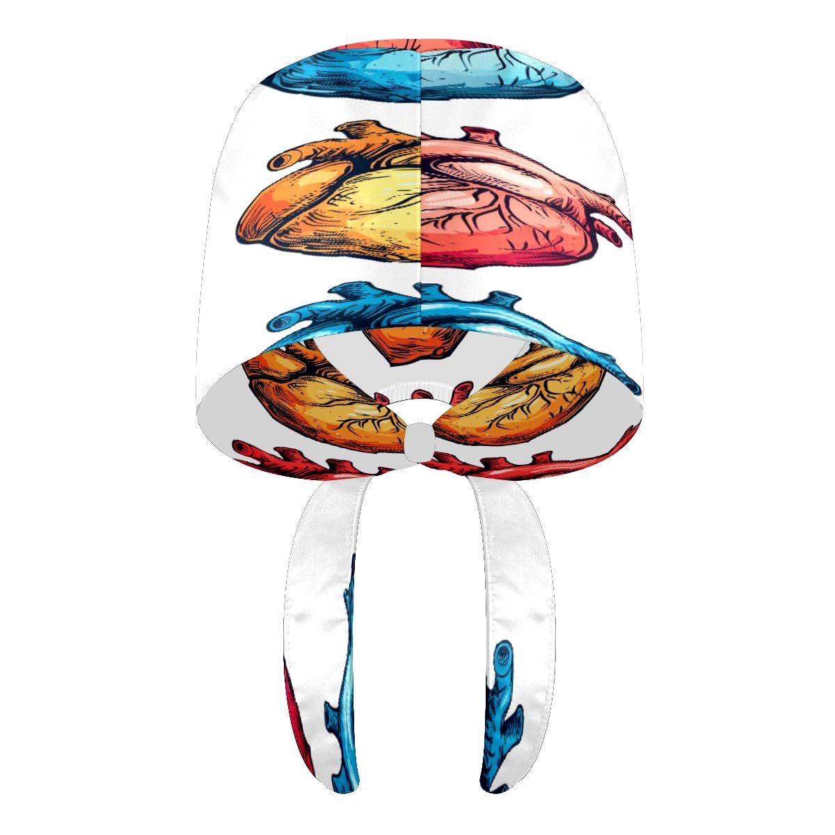 MUKJHOI Scrub Cap with Button and Sweatband, Adjustable Working Caps (Tie Back) for Women Men, One Size Heart (34)