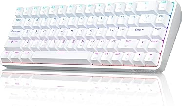 Dierya Clavier Gamer Mecanique sans Fil DK68,65% Clavier Gaming Rétroéclairage RGB avec Bluetooth/2.4G /Type-C,68 Touches Anti-Ghosting Switch Bleu,Blanc