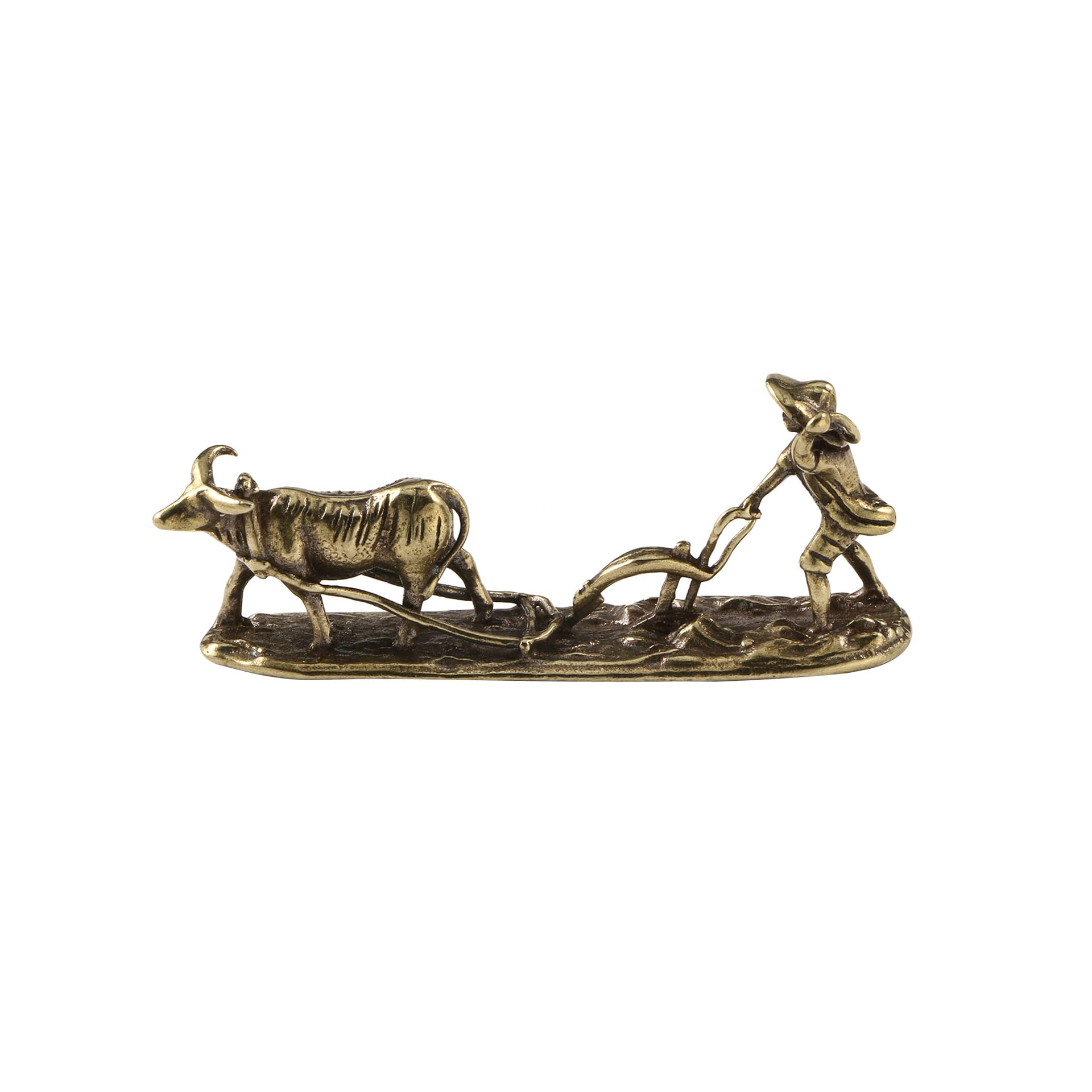 NGDFGR Brass Farmers Cattle Model Miniature Figurines,Farming Statue Sculpture Crafts Collection Office Home Study Desktop Ornament Bonsai Micro Landscape Sand Table Decor