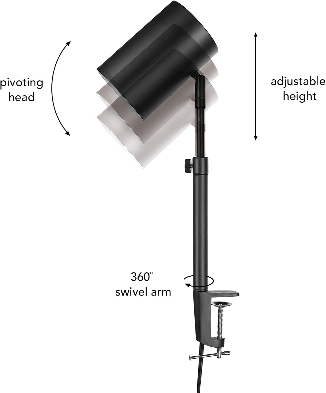 Globe Electric 52955 Pratt, 18 in 1-Light, Matte Black Clamp-On