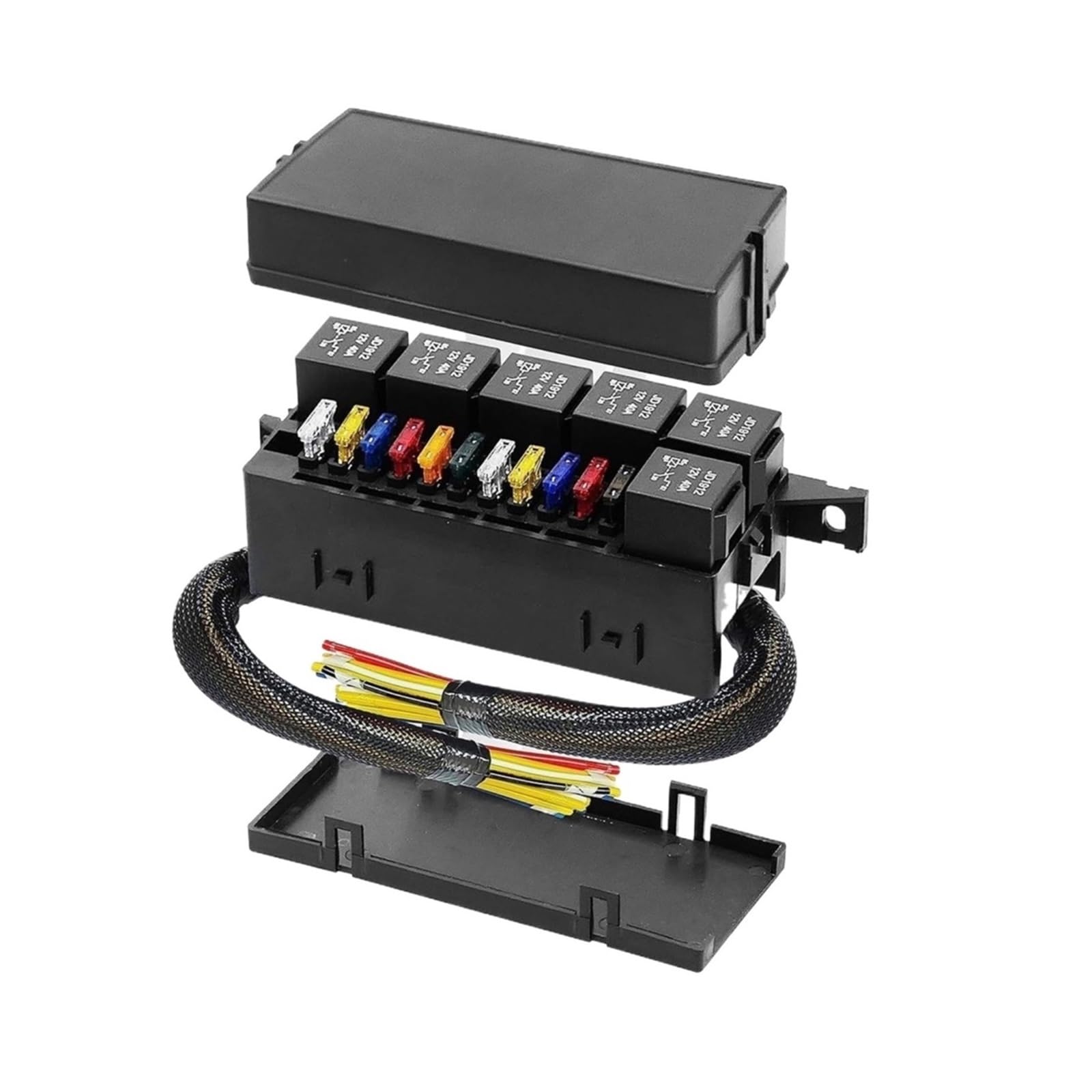 relé de Potencia Caja de fusibles y relés Vlot de 12 a 24 V, precableada, con 6 relés y Bloque de Caja de fusibles con relé ATC/ATO de 11 vías(JD2914 24V 5PIN)