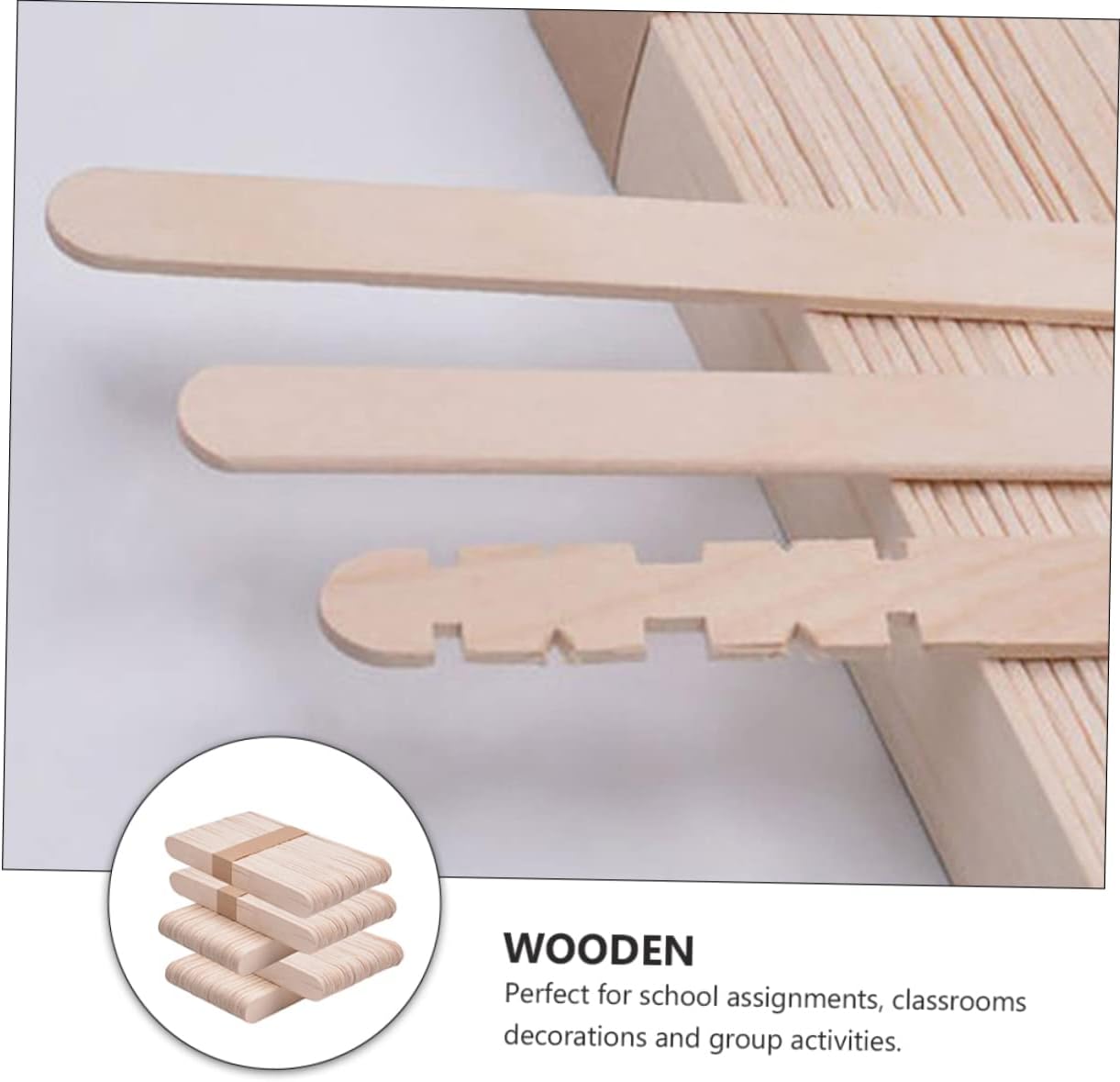 Gadpiparty 250pcs Wooden DIY Craft Sticks Natural Craft Sticks for Kindergarten Activities Safe and Handcraft Supplies for Creative Projects