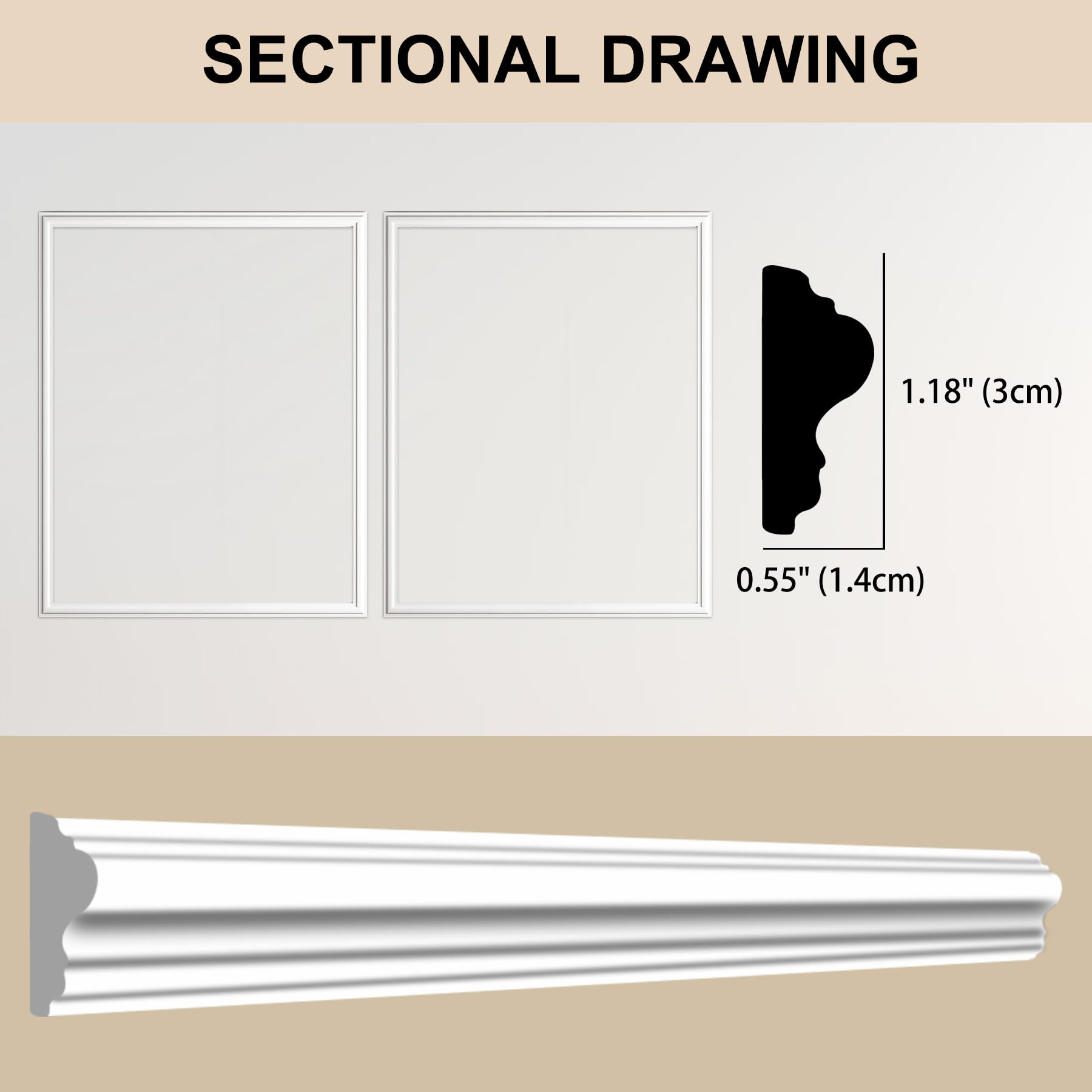 Hungbak Juego de 2 kits de molduras decorativas para pared precortadas de 40,6 x 50,8 cm, paneles de revestimiento prefabricados despegables y adhesivos para decoración interior, molduras de riel de