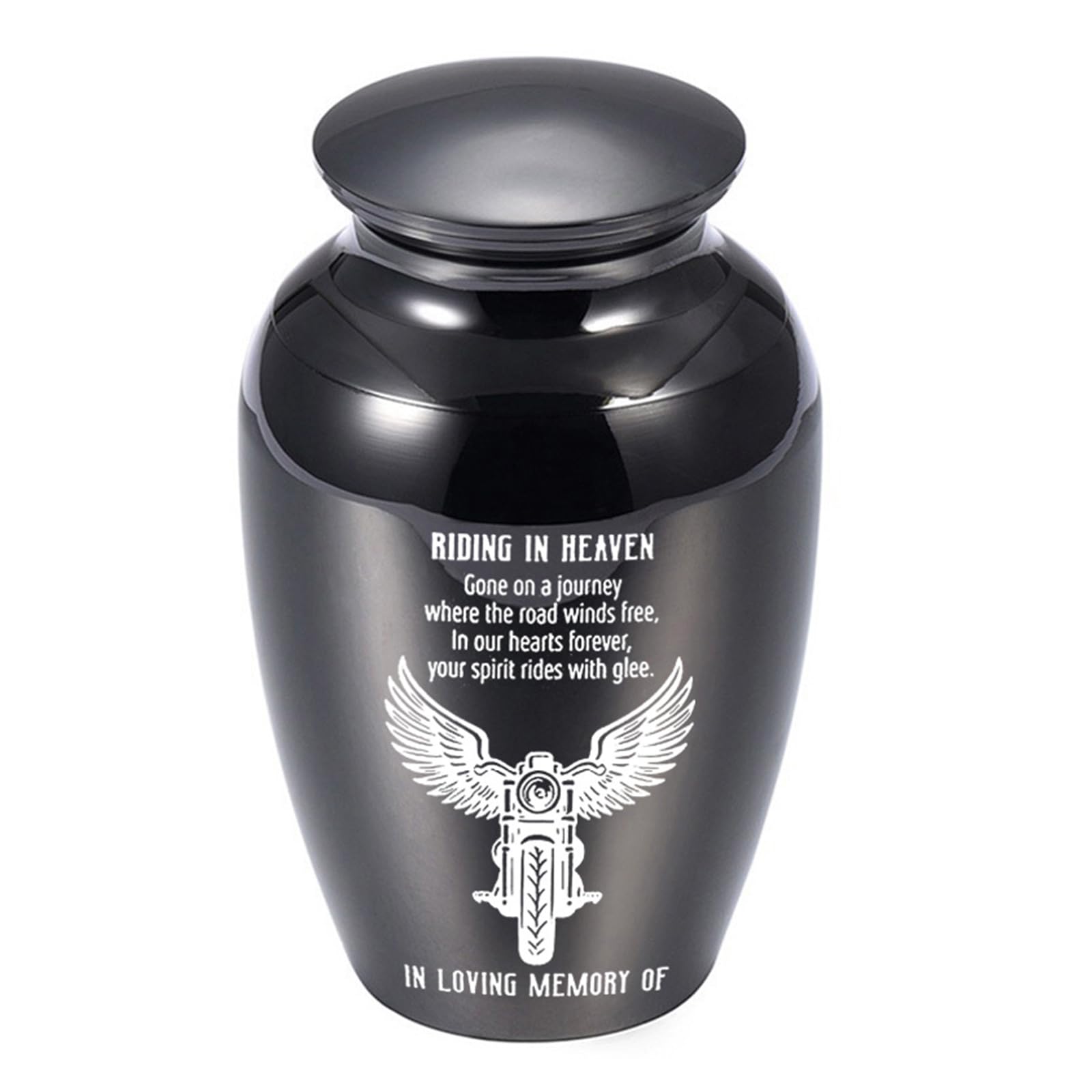Motorbike Riding in Heaven Aluminum Alloy Small Cremation Urn Waterproof Design for Ashes Secure Storage and Memorial Memorial Urn for Ashes