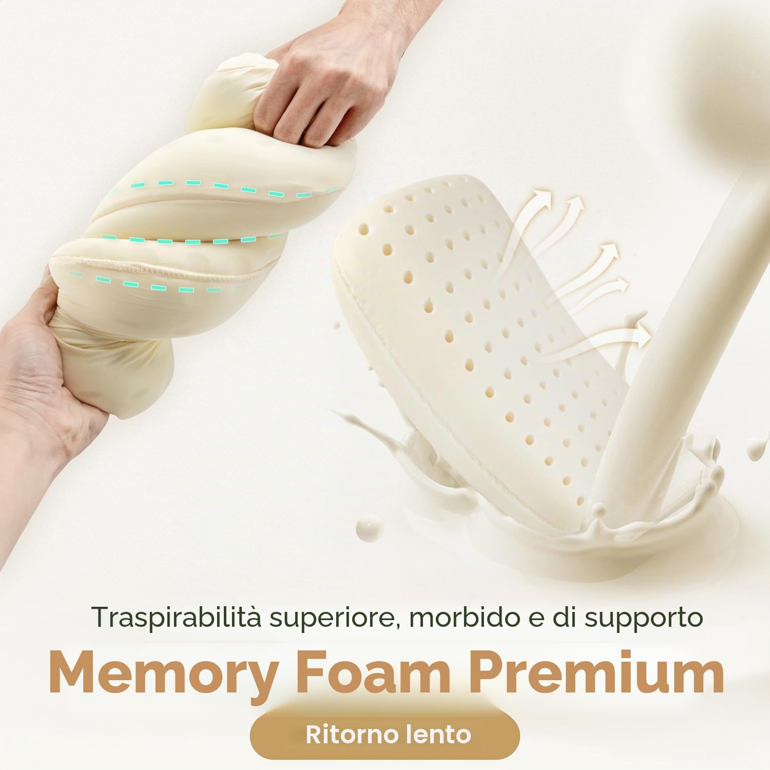 HIKEMAN Cuscino da campeggio in memory foam, ultraleggero, da viaggio, cuscino di supporto per il collo, morbido ed ergonomico, per campeggio, auto, spiaggia, ufficio (verde militare)