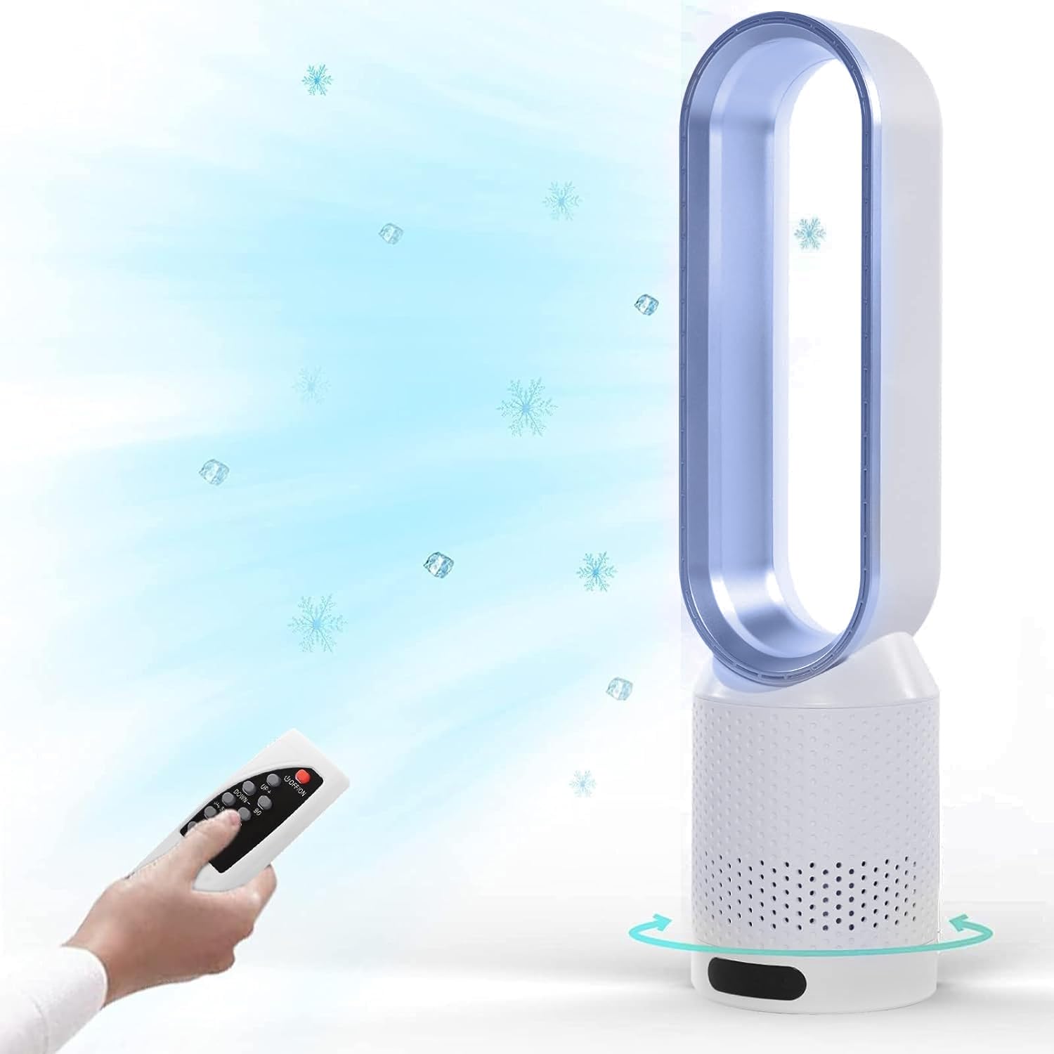 Rotorloser Ventilator 32 Zoll, 2 in1 Turmventilator Leiser & Luftreiniger, 620L/S, 90° Oszillation, Fernbedienung, Standventilator für Büro, Schlafzimmer