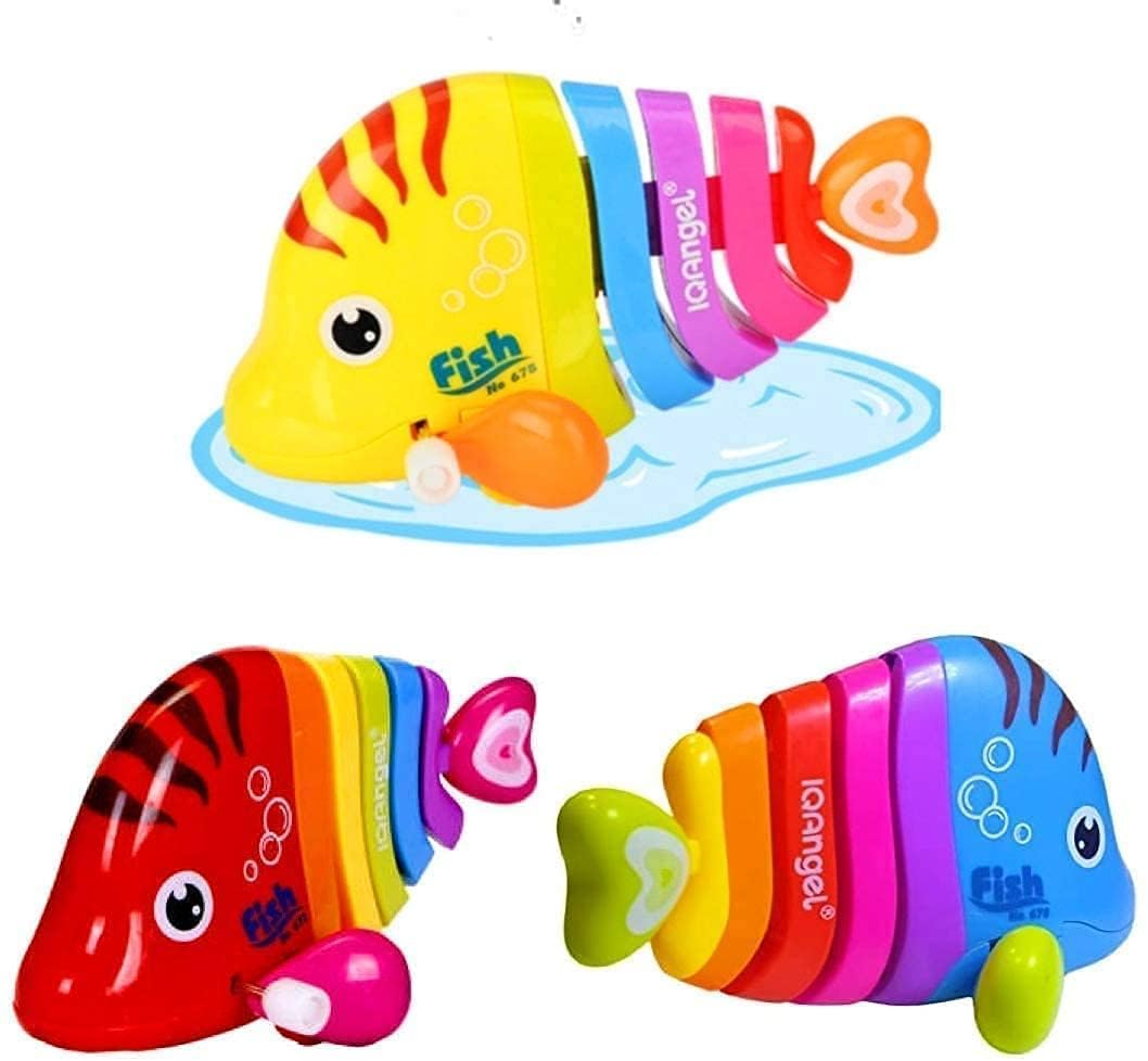 Colourful Movable Fish Toy, Gear Wind Up Fish Toy for Girls & Boys, Crawling Toys for Birthday Gift, Wind-up Fish Toy Swim Pool Bath Toys for Toddler Sea Animal Bath Toy - Pack of 2Pc