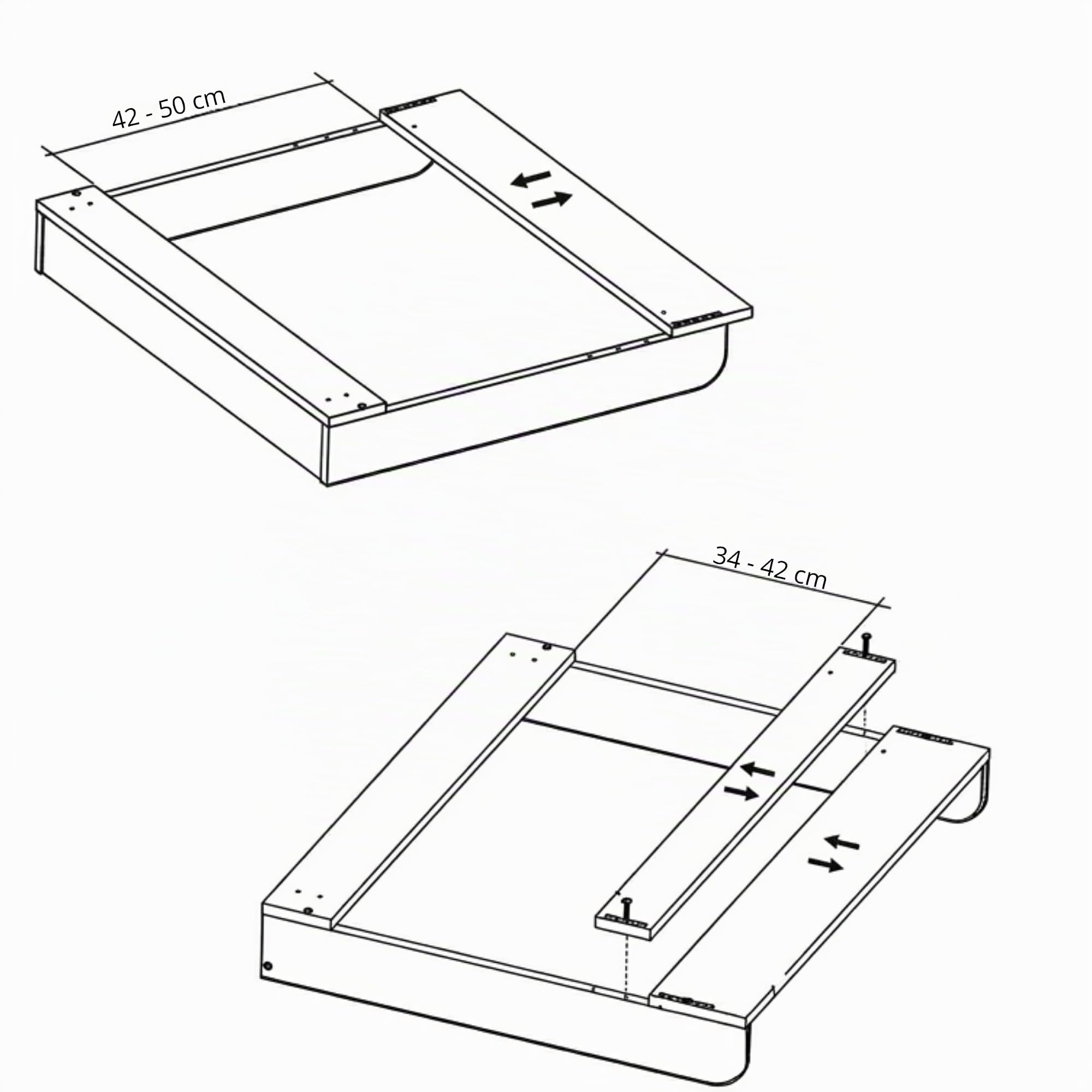 Fasciatoio per Comò con Scomparto e Pannello, 80 cm, Bianco | Pannello Posteriore 160 cm, Bordi Arrotondati, Regolabile da 34 a 50 cm, Fasciatoio per Neonati, 80 x 70 cm