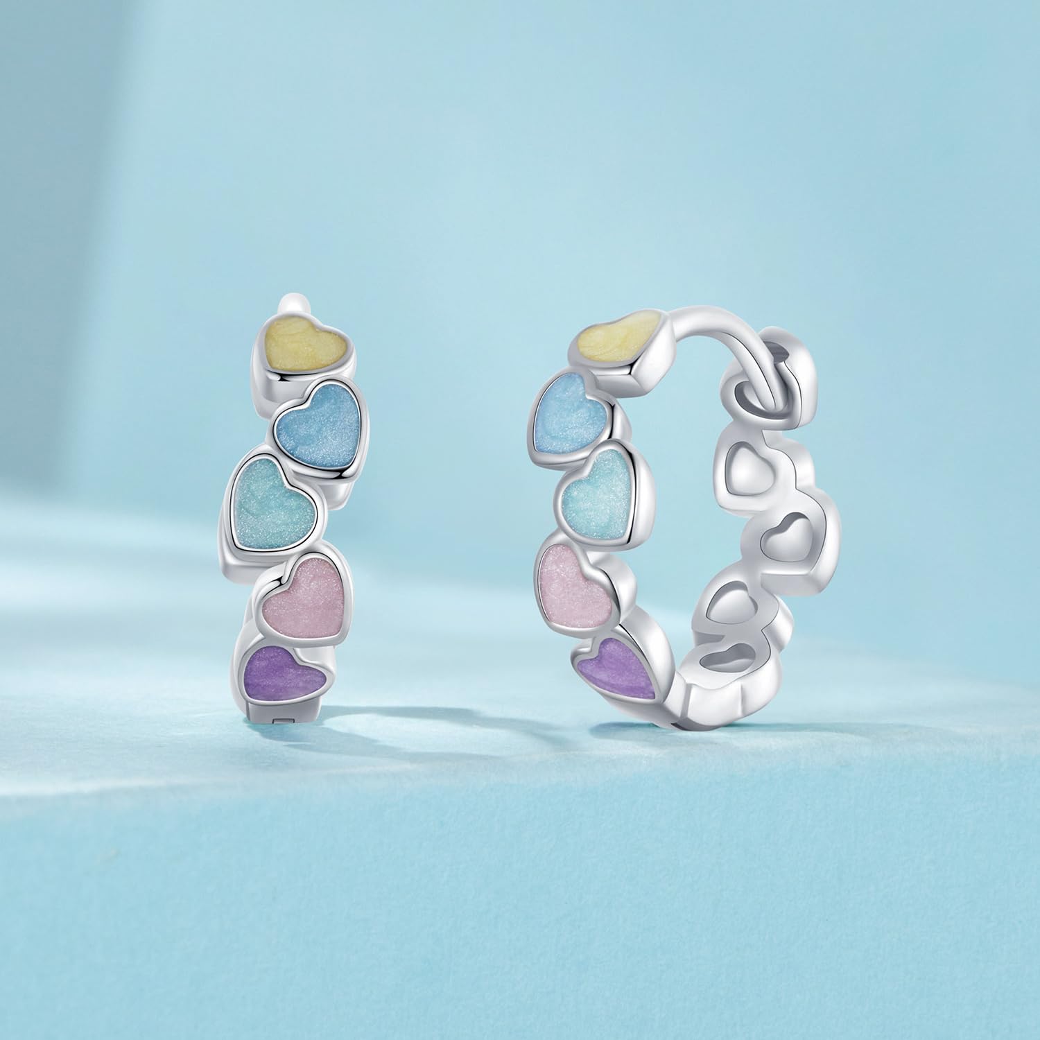 Orecchini a clip a forma di cuore con dopamina colorata, in argento Sterling 925, leggeri e comodi da indossare