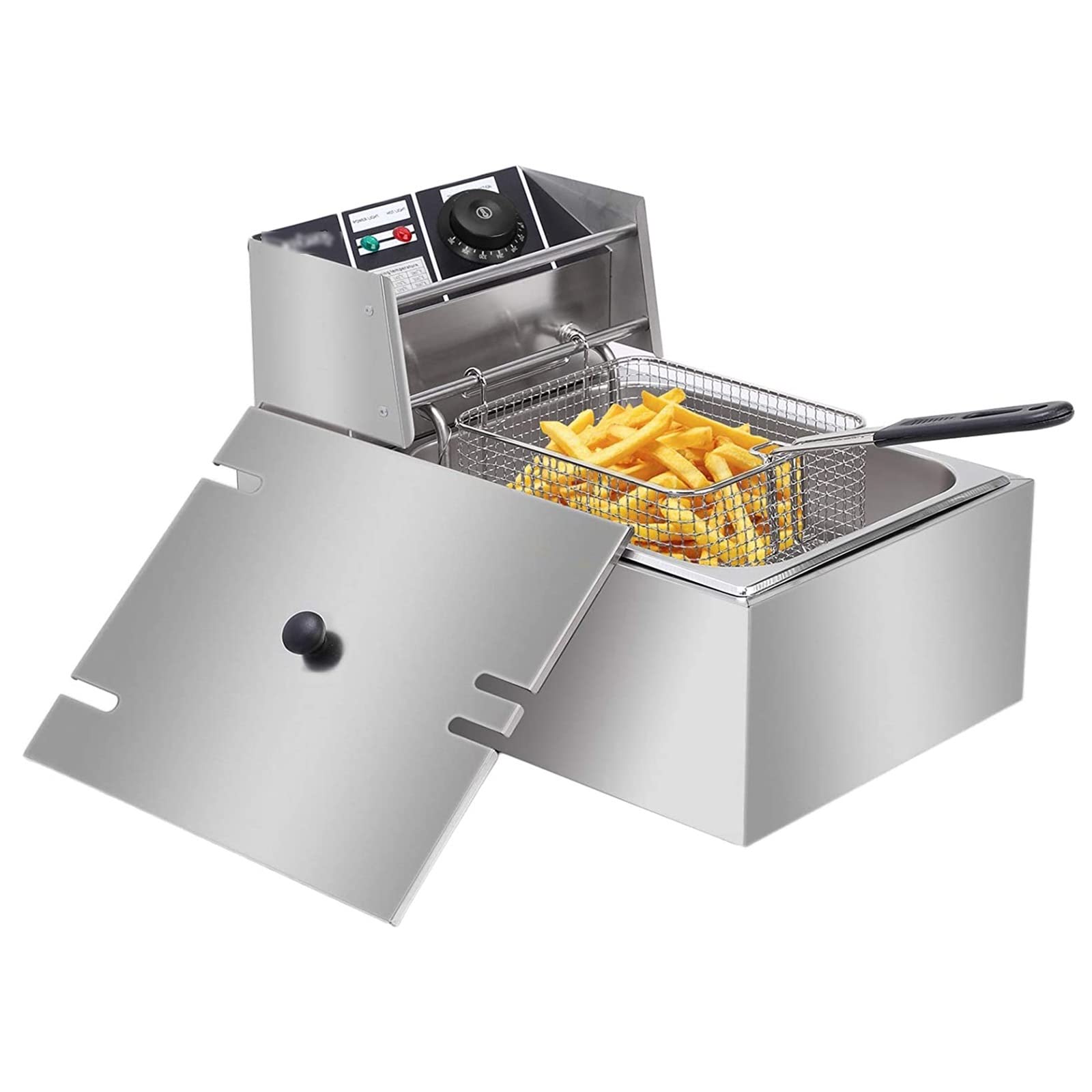 IUokLU 6L Commercial Fryer Electric with Basket Countertop Deep Fat Fryer Large for The Home Use
