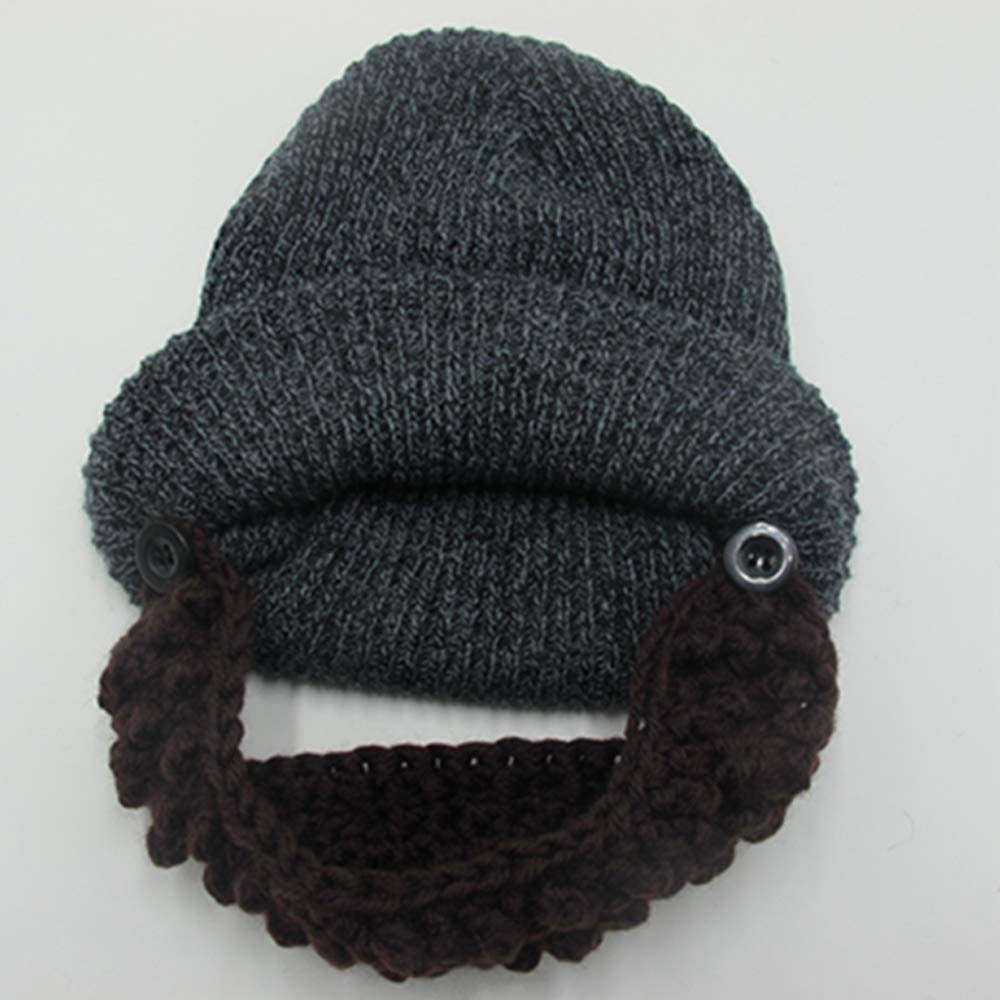 YEKEYI Unisex Wacky Beard Hat Knit Funny Beanie Halloween Cap Wind Mask Green