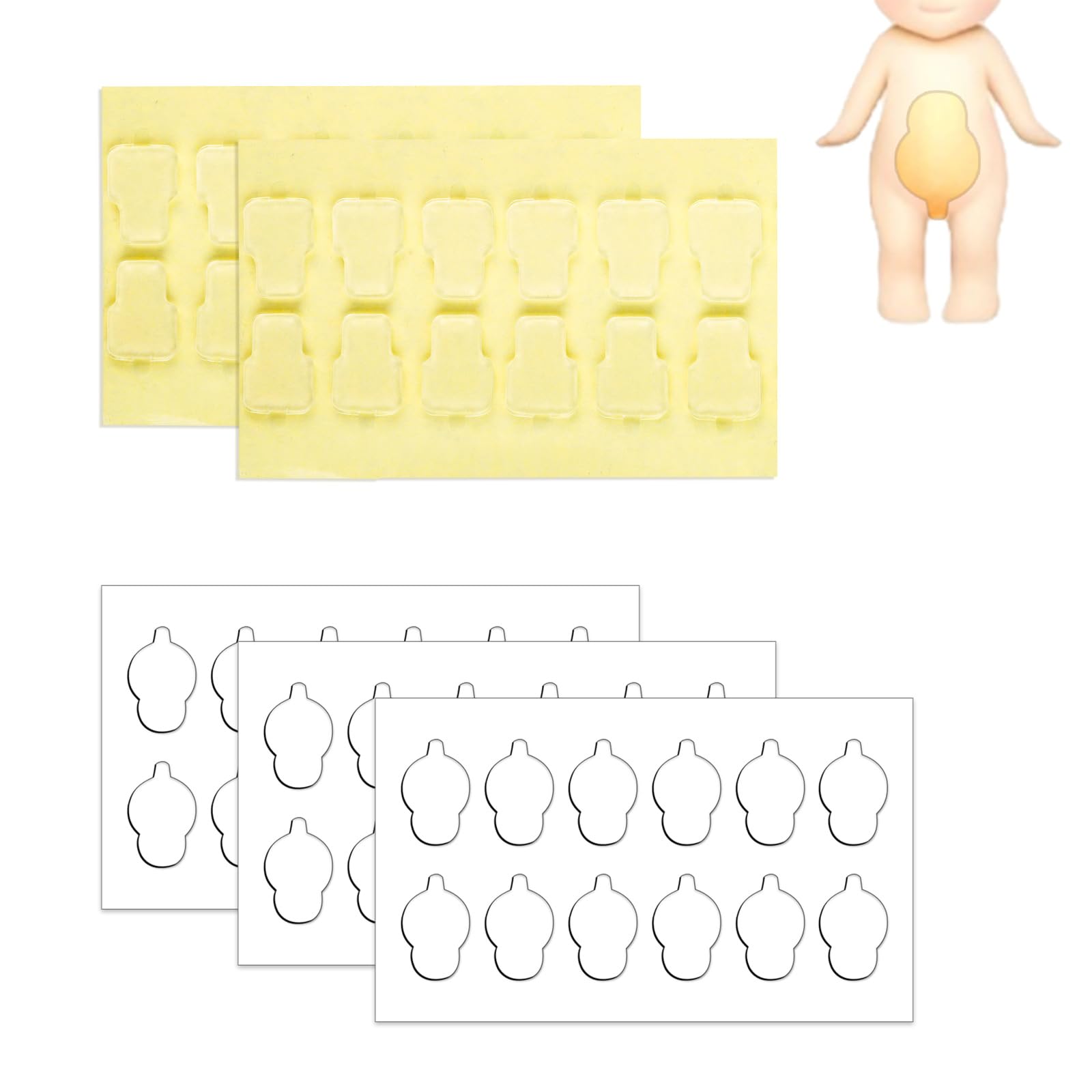 60pcs Adhesive Tapes for Baby, Double Sided Clear Doll Adhesive Pads Stickers Mini Figure Clear Glue Sticky Putty Replacement for Angel