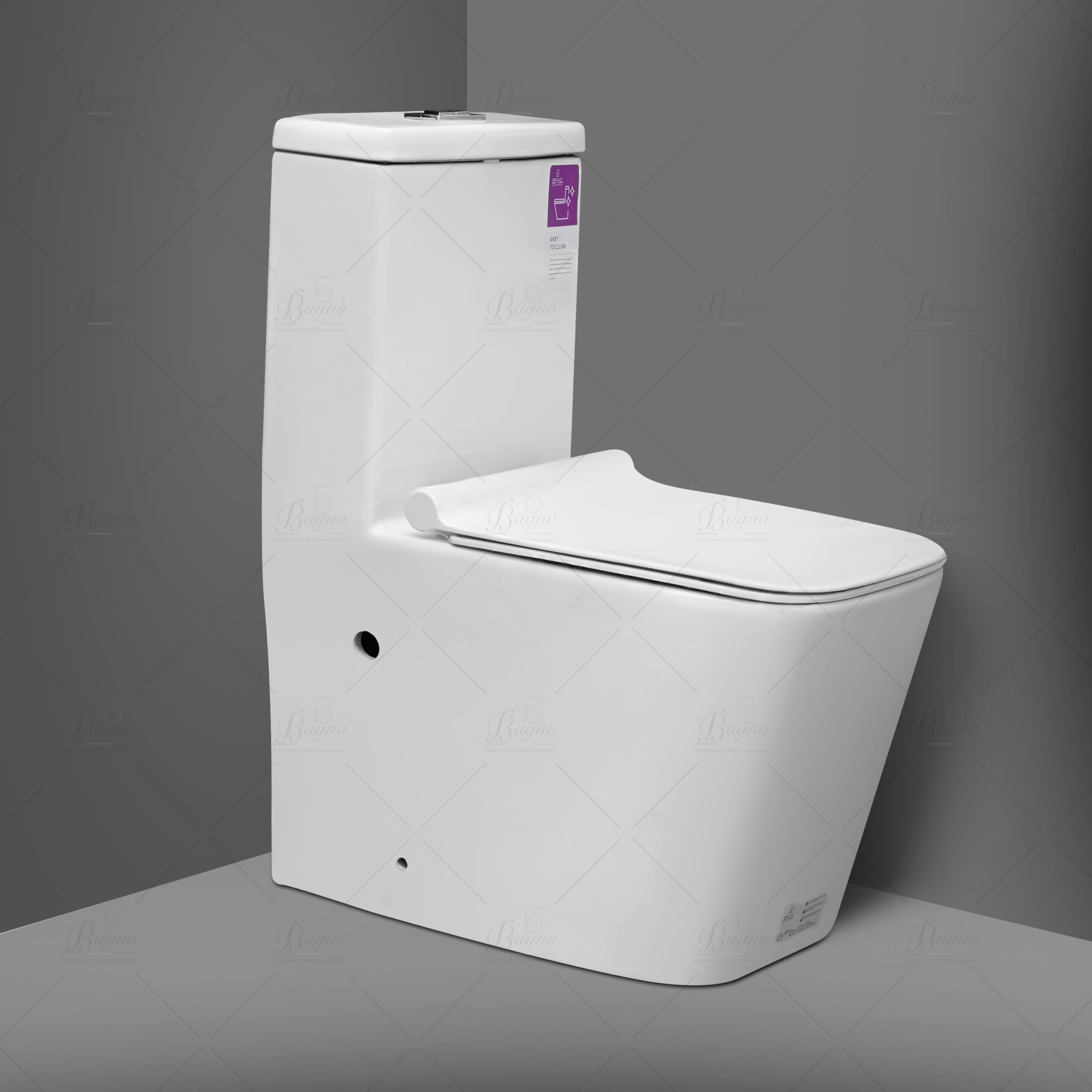 White Floor Mounted Water Closet WC07 S TRAP With WC Seat Cover, Flush Fittings & Accesories