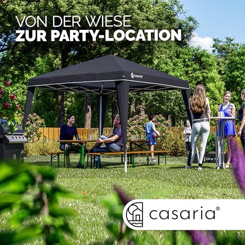 CASARIA® Pavillon Capri 3x3m Pop-Up UV-Schutz 50+ Wasserdicht Winterfest mit Tasche Faltbar Stabil Camping Garten Faltpavillon Partyzelt Anthrazit