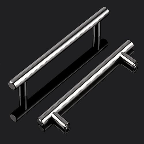 Miniatura 160 de Probrico - Paquete de 20 manijas planas negras modernas para cajones, manijas de cocina, armario europeo, tirador en T para tocador - Centros