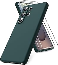 Vansdon Cover Compatibile con Samsung Galaxy S25 Ultra, 2 Pellicola Protettiva in Vetro Temperato, Gomma Gel di Silicone Liquida Antiurto Custodia - Verde Notte