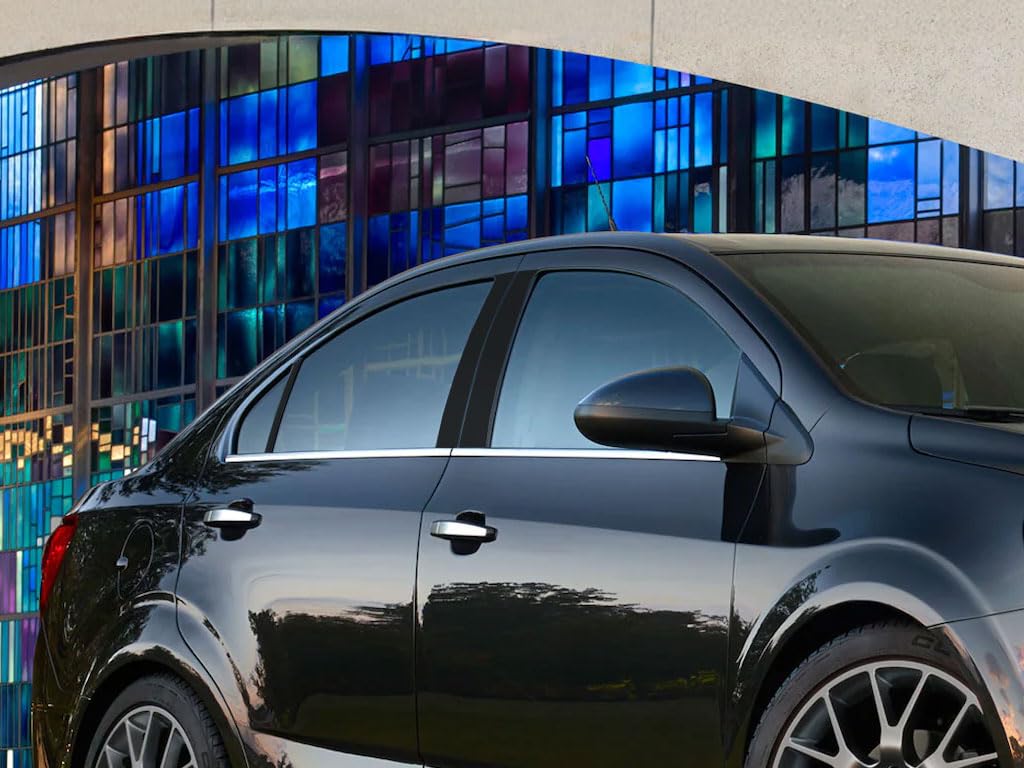 Adhesivo para poste de pilar Rvinyl Rtrim acabado premium negro mate para Chevrolet Sonic
