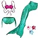 DAXIANG 3 Pièces Petite Fille Maillot de Bain Princesse Queue de Sirène Mermaid Bikini Cosplay Ensembles (6-7 Ans), Vert-Pourpre