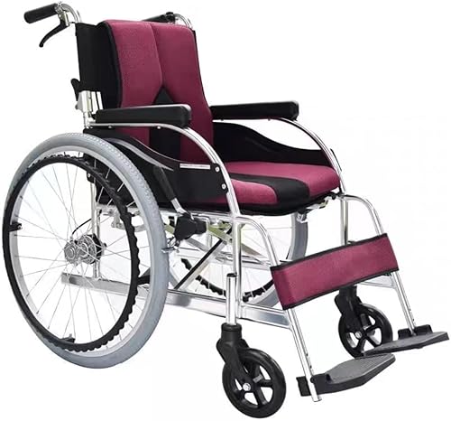 Silla de ruedas móvil de transporte ligera y autopropulsada para adultos, plegable, portátil, de viaje, ligera, con freno de mano (color C