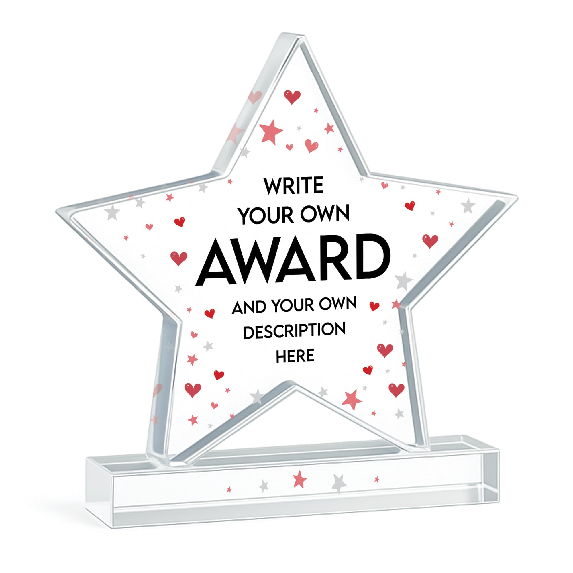 Red Ocean Personalised Clear Acrylic Star Award- Custom Plaque- Freestanding 8x9cm Trophy for Boyfriend Girlfriend Husband Wife Partner- Funny Romantic Valentines Day Anniversary
