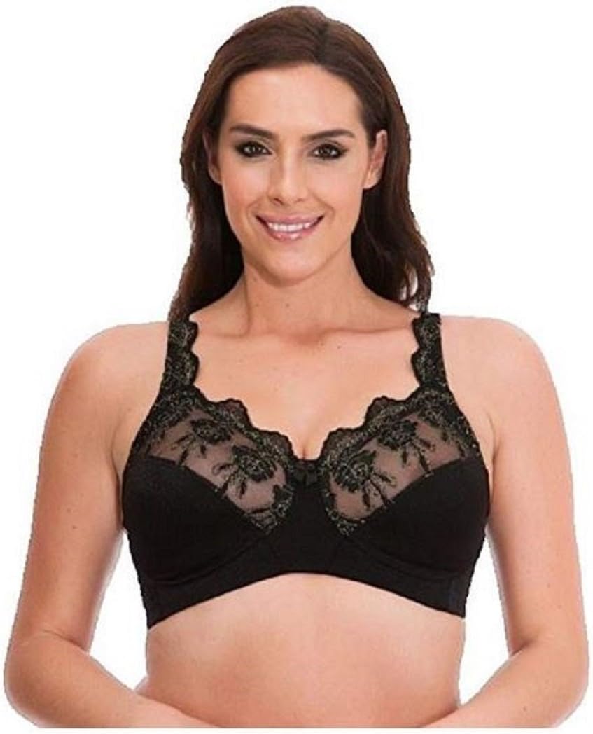 Valbonne Ladies Large Size Bra (36E, Black)