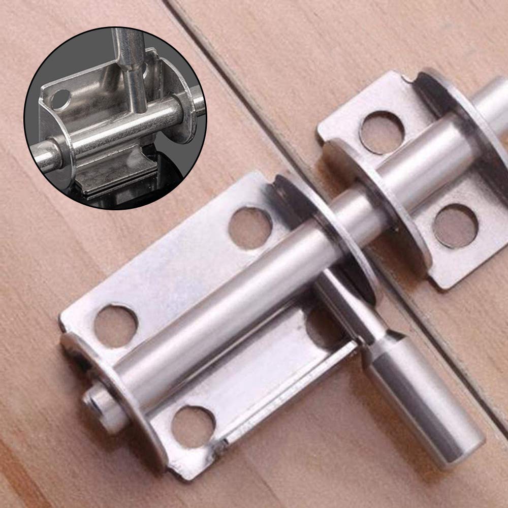 Chiavistello Scorrevole Per Porte - 6 Pezzi In Acciaio, 74mm, Argento - Foto 9