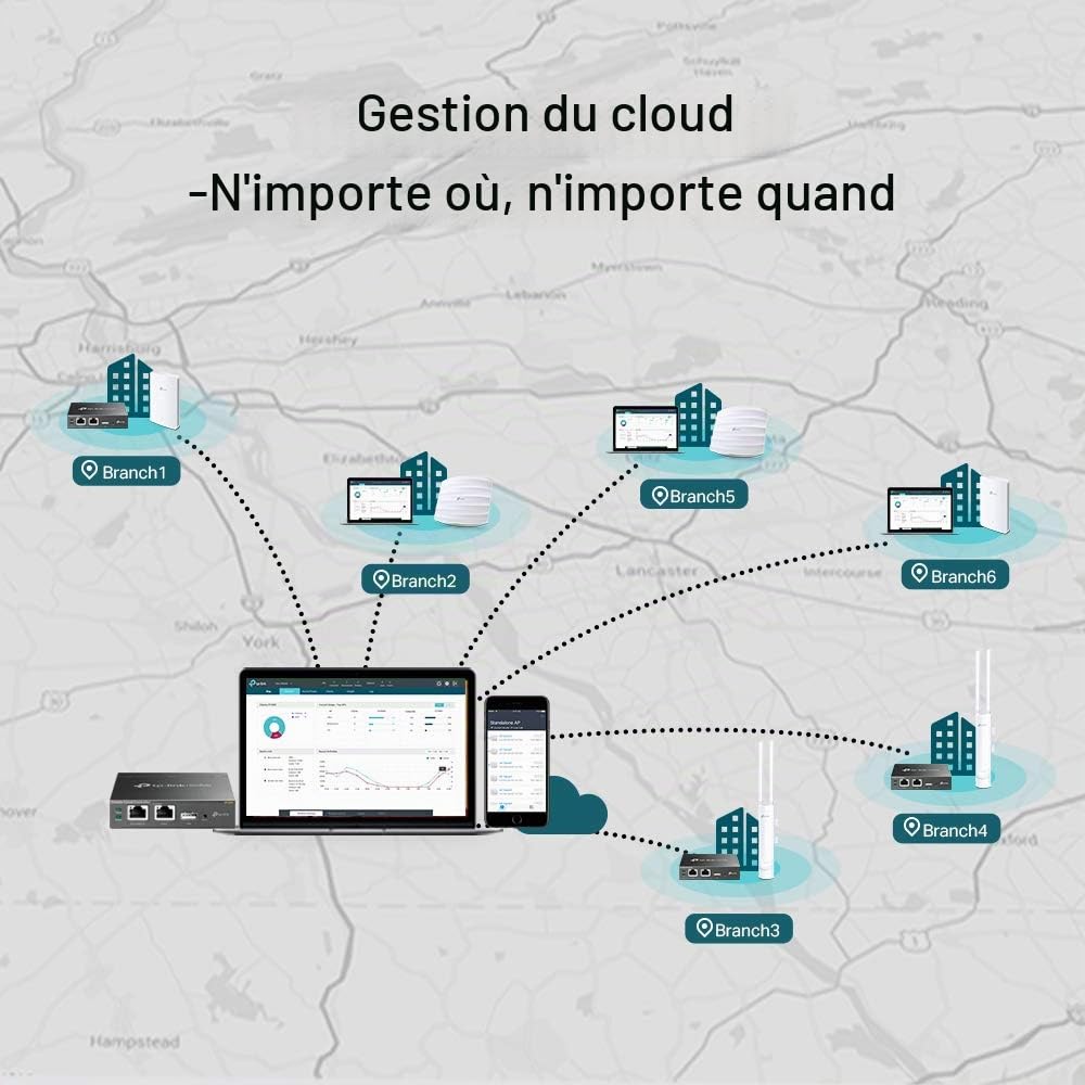 TP-Link Omada EAP115 Point d'accès WiFi 4 N300 planfonier, 1 Port Ethernet 10/100M, PoE+