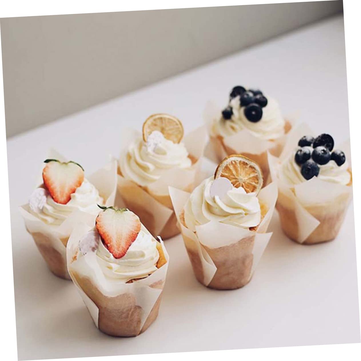 Amosfun 450 Stk Tulpenkuchen Muffinförmchen Aus Papier Backblechkuchen Cupcake-verpackungsfolie Muffinpapier Tulpen-gebäcktablett Cupcake-backeinlagen Cupcake-förmchen Aus Kraftpapier