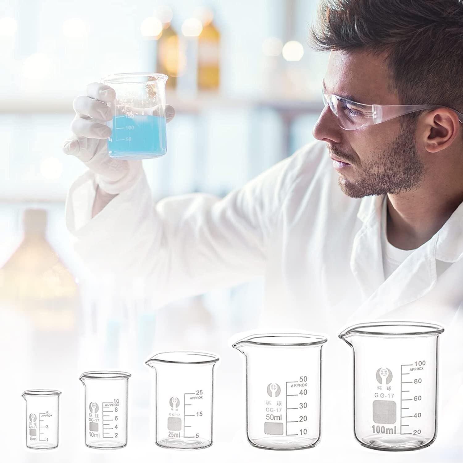 Zlewka laboratoryjna, Zestaw zlewek miarowych ze szkła borokrzemowego, wiele rozmiarów(500ml)