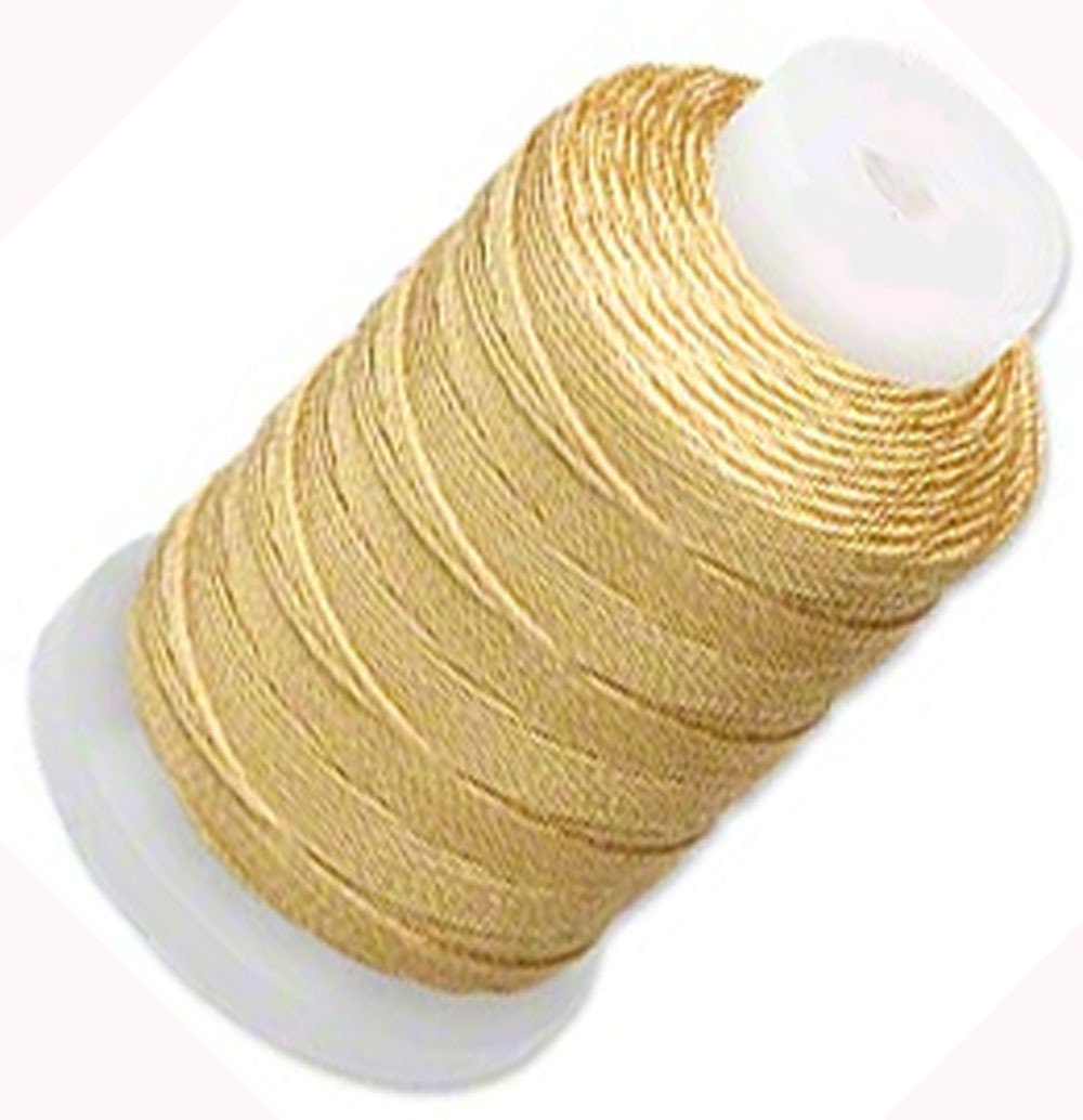 Hilo de seda dorado Simply Silk 0.38 mm para cuentas cordón de joyería artesanal 115 yardas