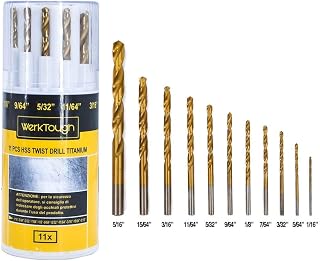 Uniteco HSS Twist Drill Bits 11 Piece Titanium Edge Ground Titanium Nitride Coated E01007
