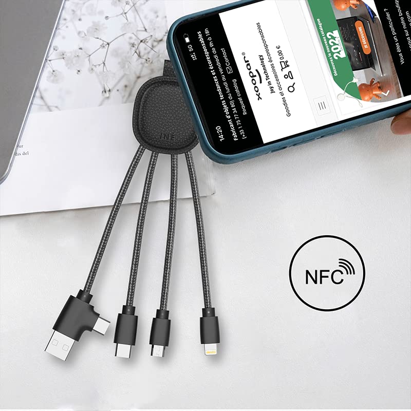 Xoopar Ine Smart cable connected to laptop and phone