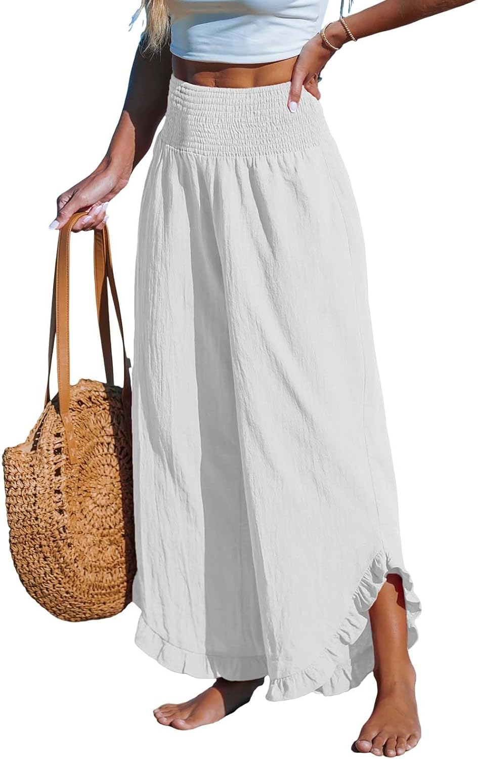 その他 mirha&puff Picnic camisole Ruffle Pants Lace Ruffle Capri – Mishu Boutique