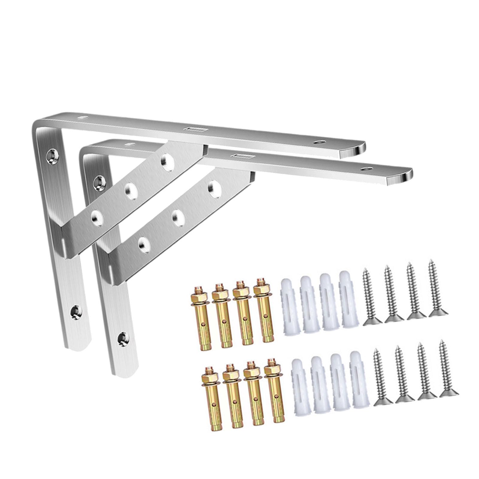2Pcs High Strength Triangular Shelf Brackets, Stainless Steel Wall Mounted Supports for Garage & Kitchen Shelves Triangular Brackets Wall Shelf
