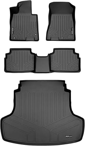 Miniatura 45 de SMARTLINER Juego de alfombrillas negras de primera fila para todo tipo de clima, compatibles con modelos Kia NIRO PHEV y híbridos 2023-2024 Negro