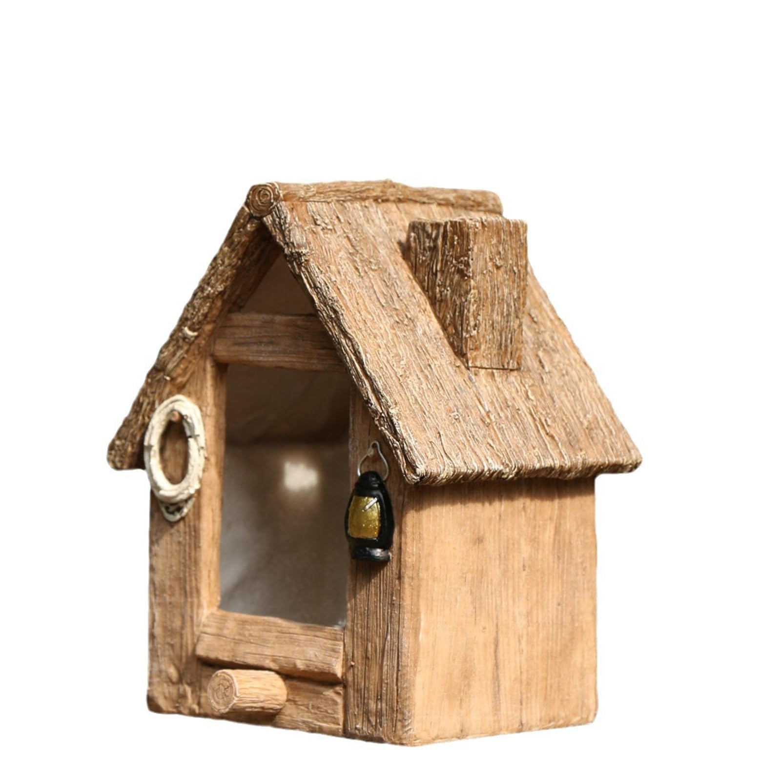 Pajarera de Resina | Nido colgante for exteriores de paja de madera de imitación: casita for pájaros de resina