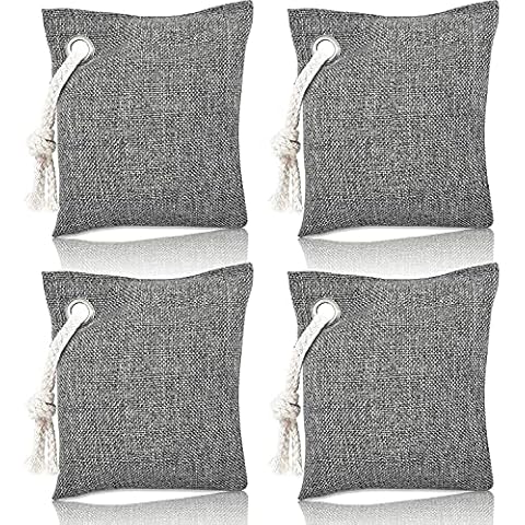 Air Purifier Bag - Bambuskohle Luftreinigungs-Beutel entfernt Gerüche und Feuchtigkeit, natürliche Frischluftreiniger-Beutel für Zuhause, Auto, Haustiere, Badezimmer, Keller (200 g x 4) Cover