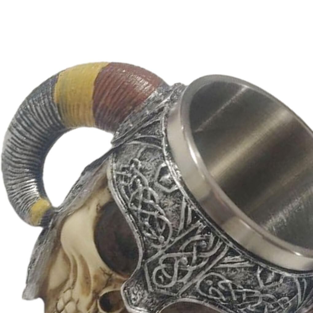 Taza de viaje de calavera resina, tazas cerveza vikingas Retro acero inoxidable, tazas góticas, vasos café, jarras coleccionables decoración del hogar
