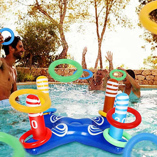 5 Sets Pool Float Toys Games For Kids Adults And Family, Floating Basketball Hoop, Cross Pool Ring Toss, Bean Bag Toss, Flamingo Pool Toys Ring Toss Pool Game For Swimming Pool Luau Party #TOP2
