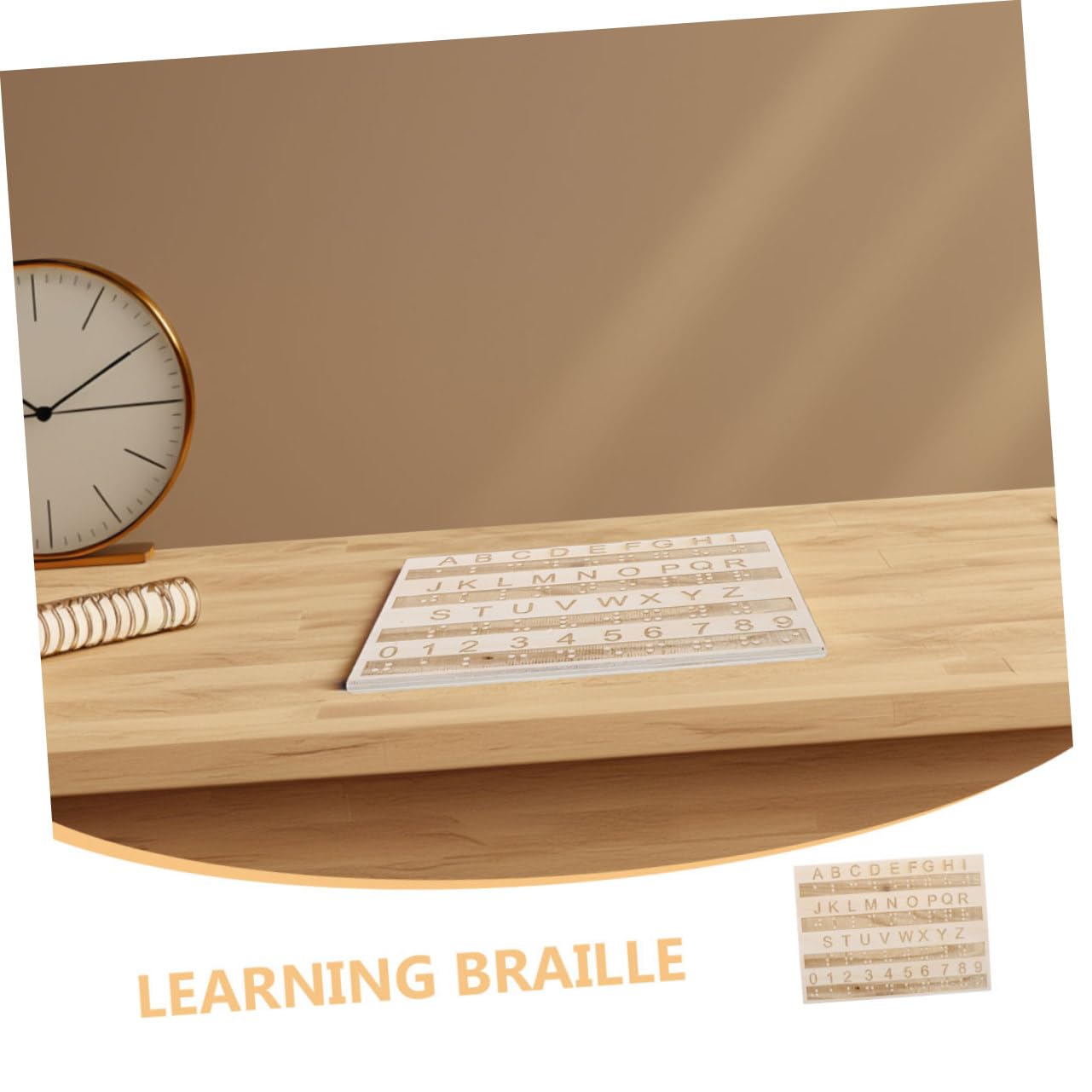 KOMBIUDA Tablero de Alfabeto Braille de Puntos en Madera para Enseñanza Táctil, Herramienta Portátil de 3 Piezas para Niños Ciegos y Aprendizaje Educativo Color Aleatorio