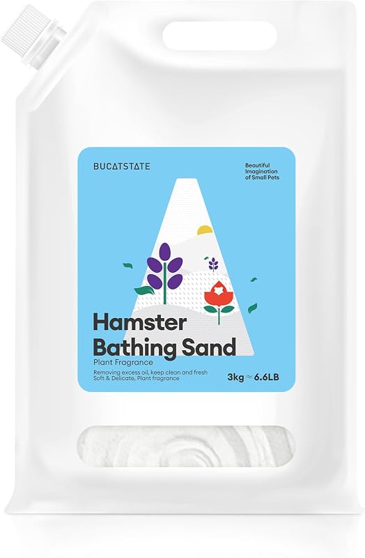 Areia de banho para pequenos animais BUCATSTATE, branca e ultrafina, pacote com aproximadamente 3 kg