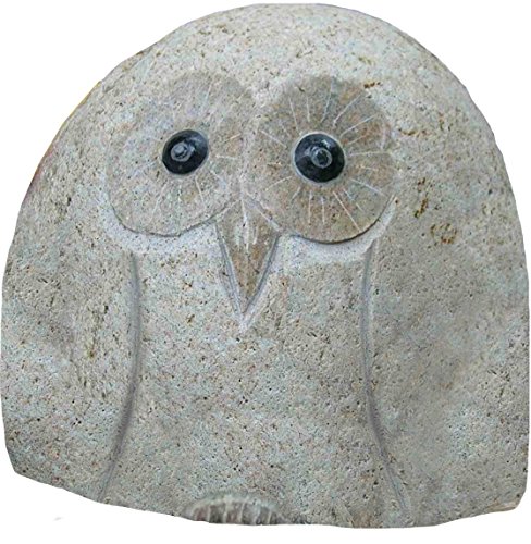 Stone Age Creations Hand Carved Natural Granite Boulder Owl –