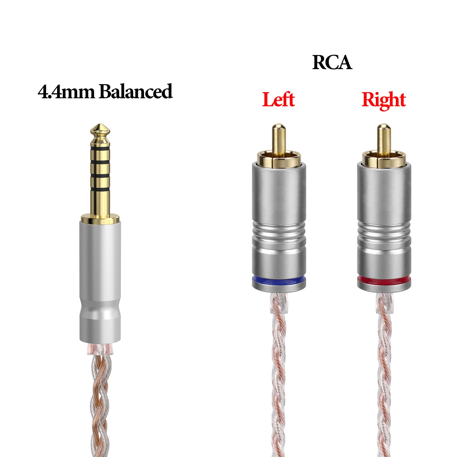 GEEKRIA Apollo, cavo audio bilanciato a doppio RCA, da 4,4 mm, cavo di aggiornamento OCC in rame placcato argento, interconnessione stereo HiFi, per DAC AMP, cuffie, amplificatori, altoparlanti