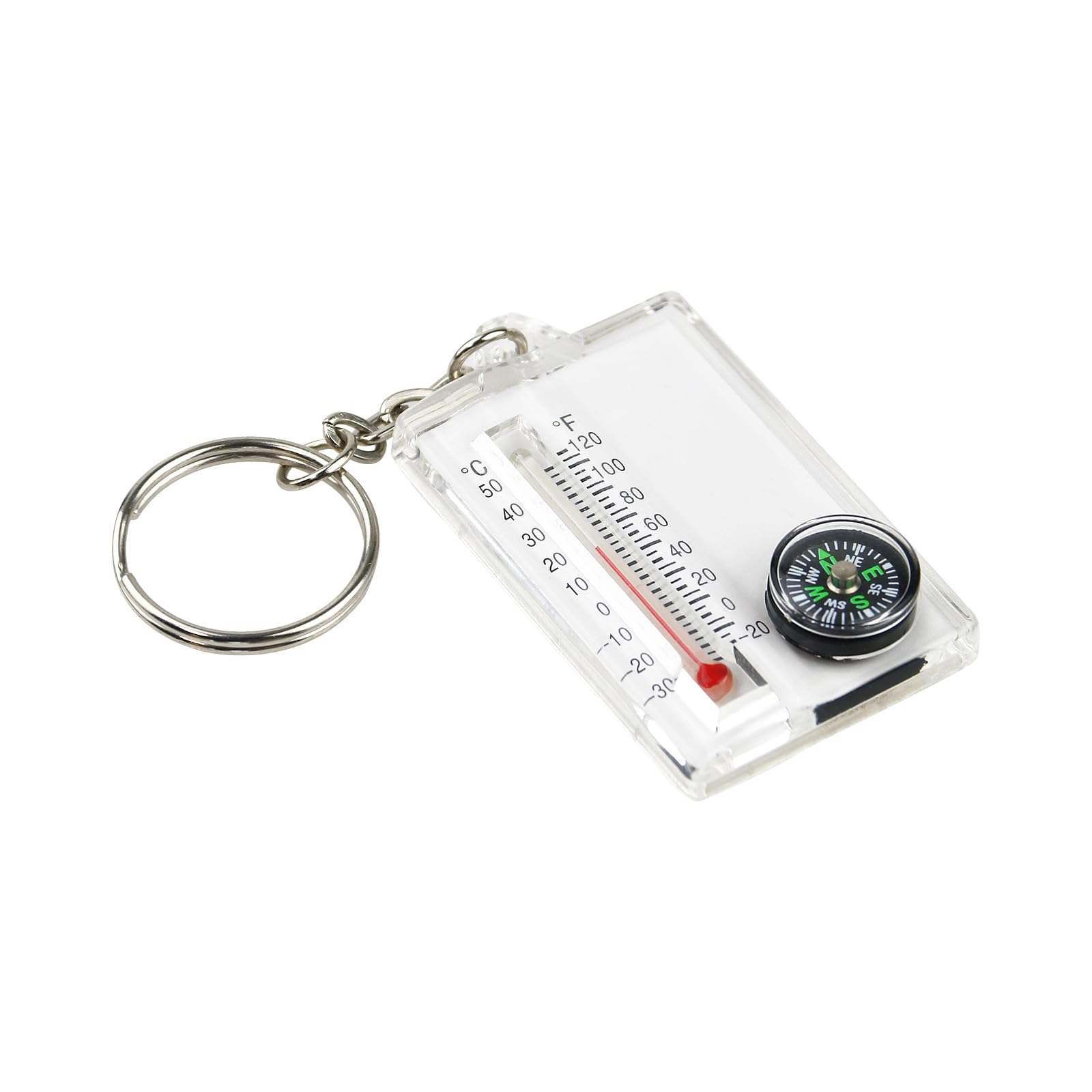 Multifunctional Handheld Mountaineering Thermometer Mini Compass Key Ring Clip Keychain Outdoor Hiking Camping Adventure Gear
