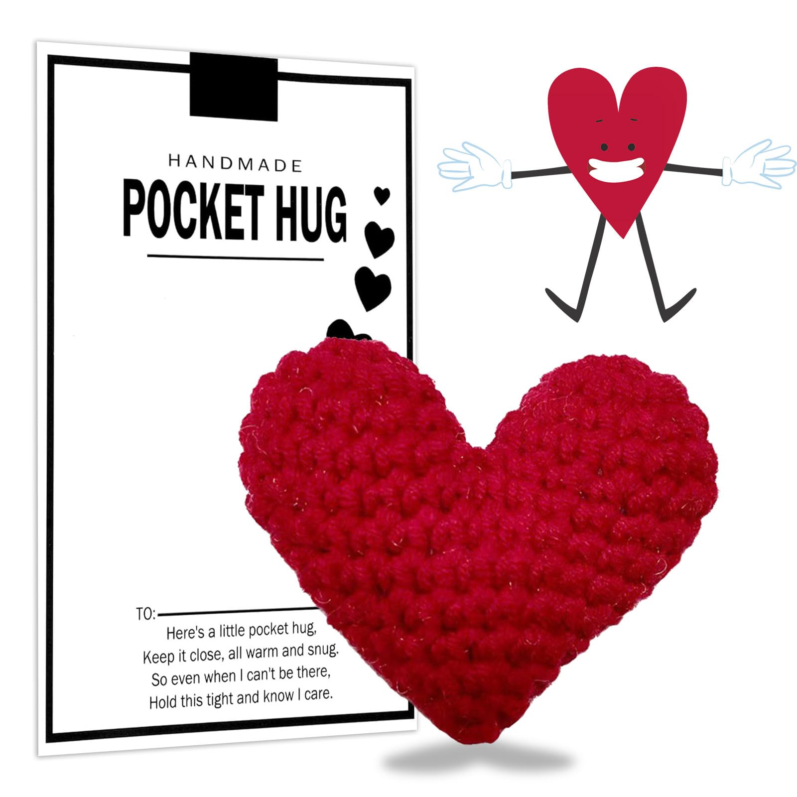 Pocket Hug 'I Love You' – Kleines Glas-Herz Als Geschenk Für Fernbeziehung, Ehemann, Freundin Oder Mama (3,9x4,2 Cm)
