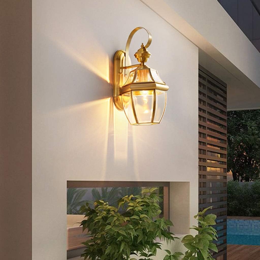 Wall Lamps,Copper Single Head Outdoor Wall Lamp, Outdoor Balcony Aisle Staircase Entrance Lamp Living Room Modern Minimalist Lamps, Clear