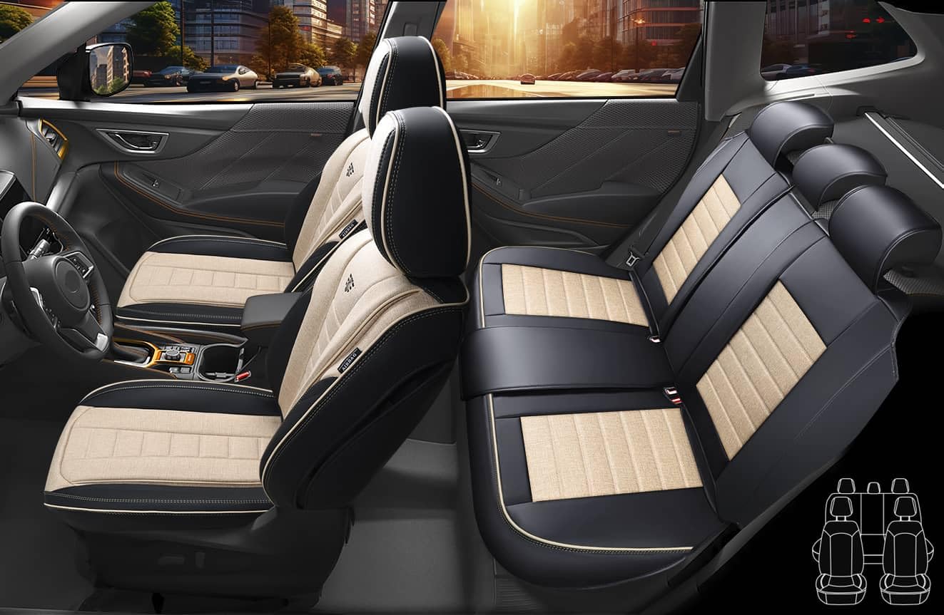 Autositzbezüge Universal für PKW & SUV – Premium Schonbezüge Komplettset Schwarz, hochwertig verarbeitet für mehr Sitzkomfort, Airbag-kompatibel Sitzauflage, für Vorder- und Rücksitze