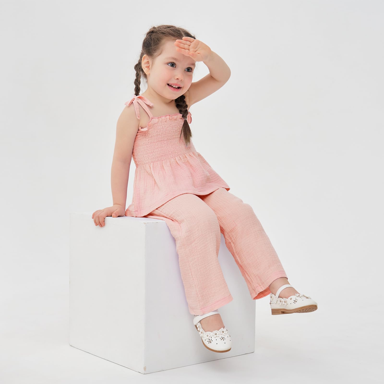 Miipat Bebés Niña Conjuntos de Ropa Traje de Ropa Verano para Bebés Recién Nacido Blusa de Tirantes Tops y Pantalones 2 Piezas con Trajes de Bebé 6 Meses - 3 Años