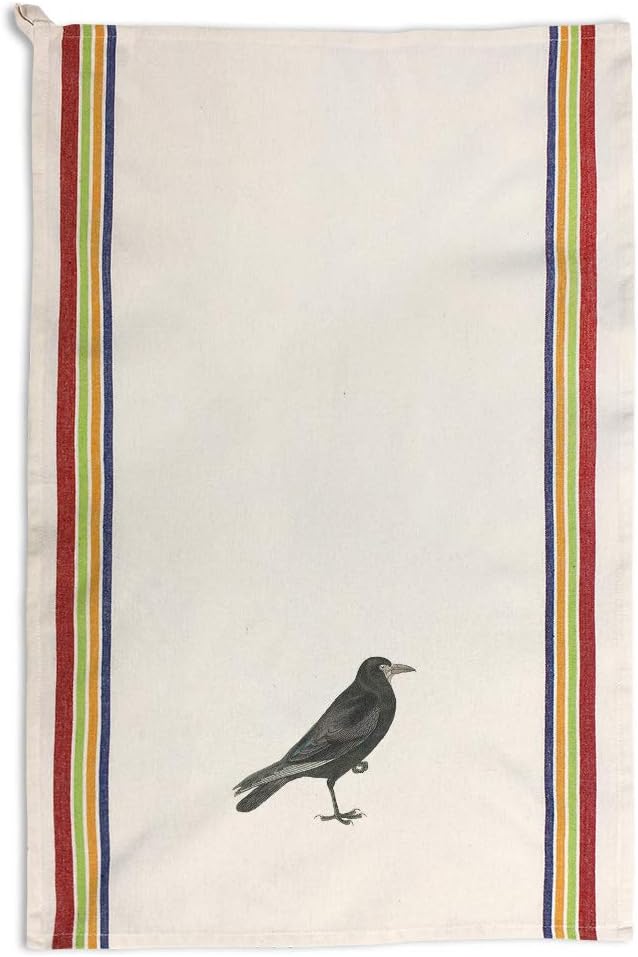 Custom Decor Kitchen Towels Crow Vintage Look A Animals Birds Animals Birds Cleaning Supplies Dish Towels Multi Stripe Design Only